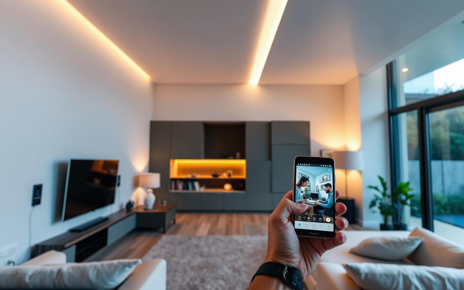Intérieur de maison intelligente piloté depuis une tablette